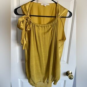 Vanessa Bruno silk + sweater material tie blouse. Goldenrod. size L.